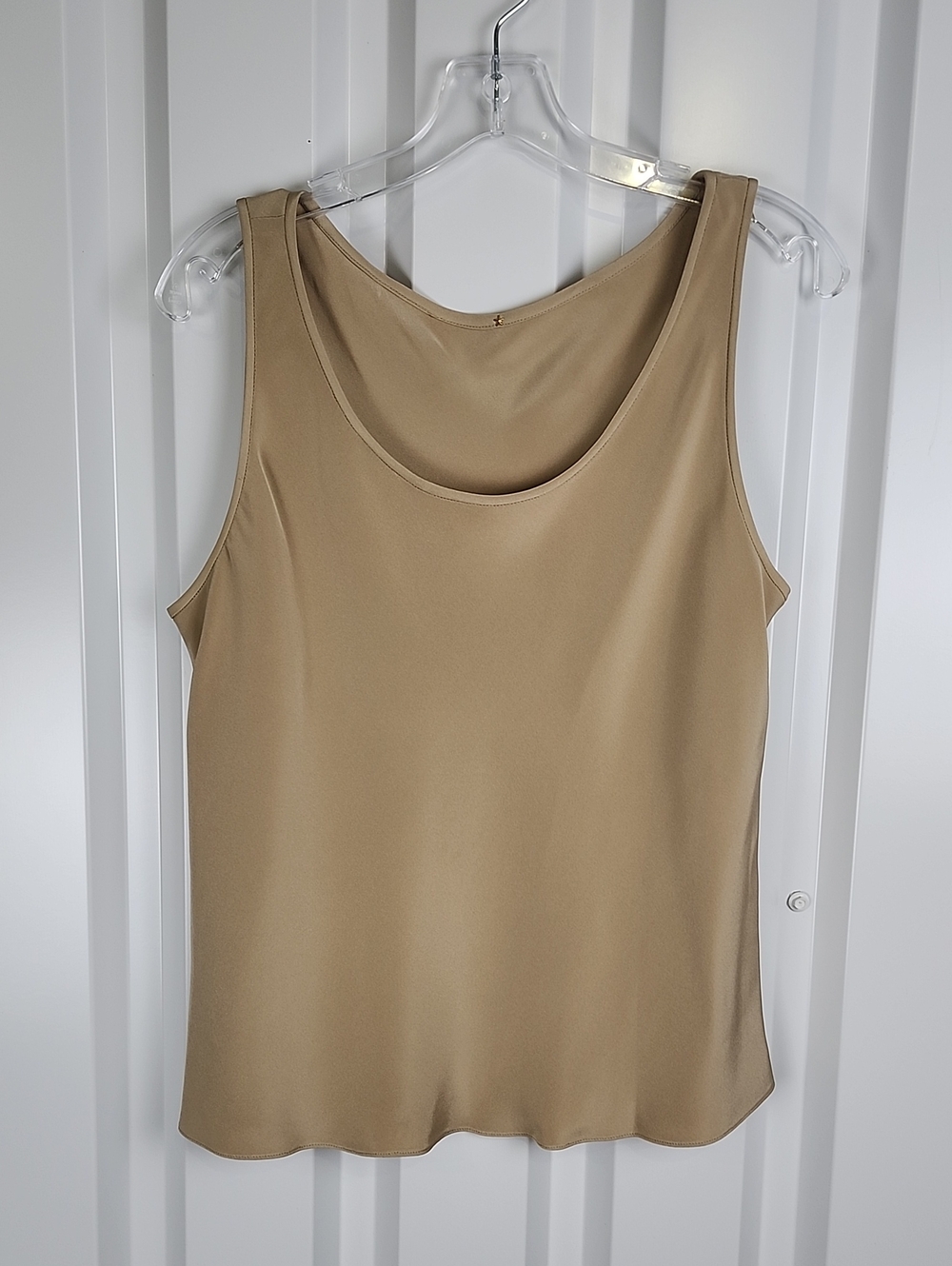 Peter Cohen Silk Tank Top Neutral Tan Scoop Neck Womens XL Minimalist Luxury EUC